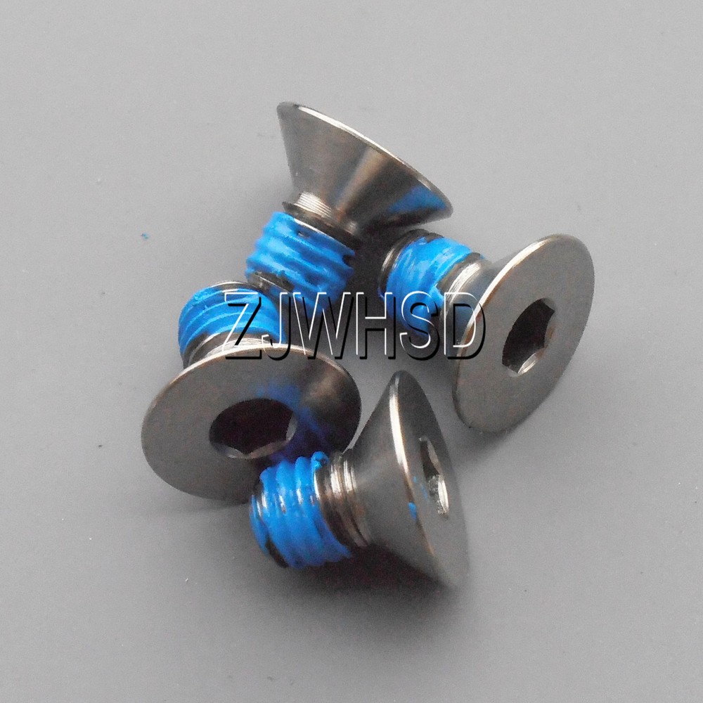 4pcs M6 x 10 mm Ti Titanium Screw Bolt Allen Hex Socket Flat Head Thread Locker