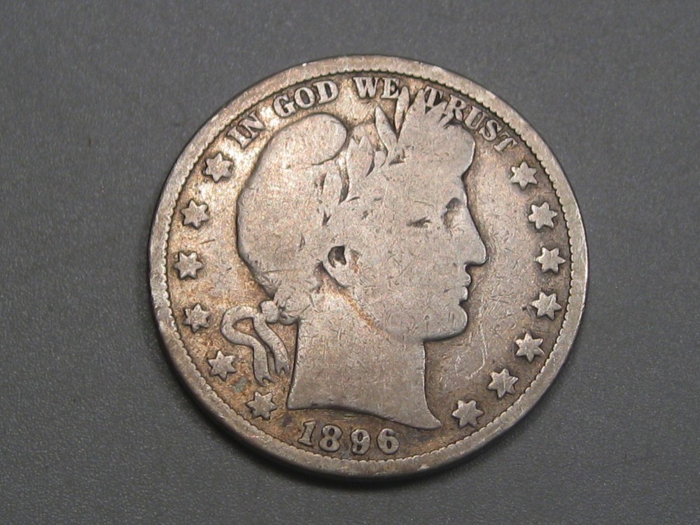 Better-date 1896-o Silver BARBER Half Dollar.