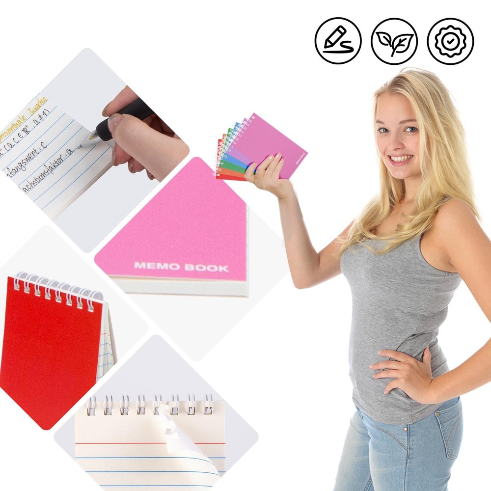 Koogel 6 Pack Pocket Notebooks Small Spiral Bulk, 3x5 Inch, Multi