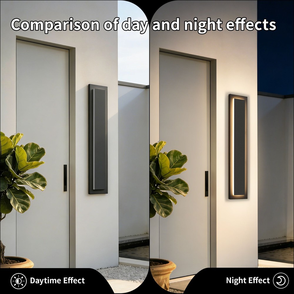 2-Pack 23.6 in. Black Wall Light