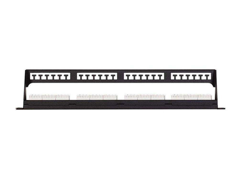 24 Port Cat5E UTP Patch Panel, SPCC Material with Black Powder Coating, Brass Ho