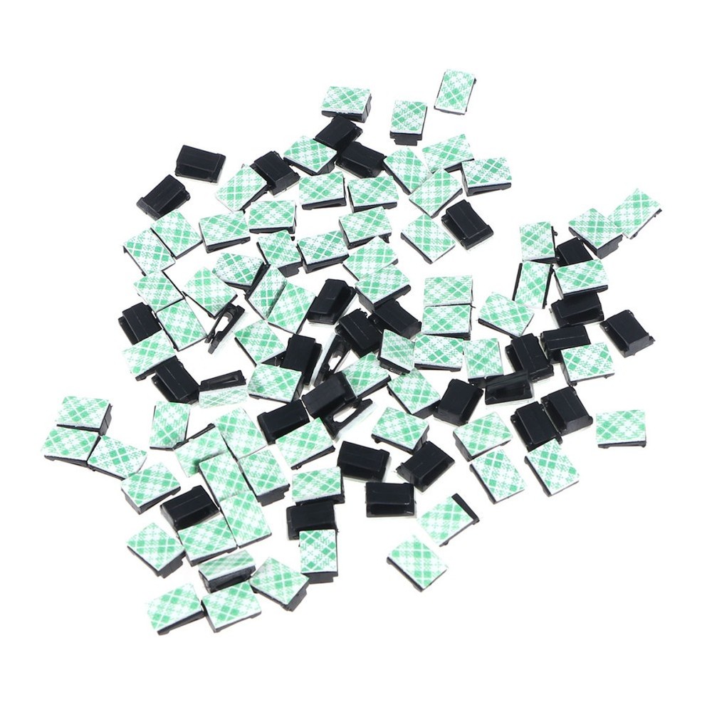 Cable Clip Holders 100pcs Black Adhesive for Smooth Surface Use