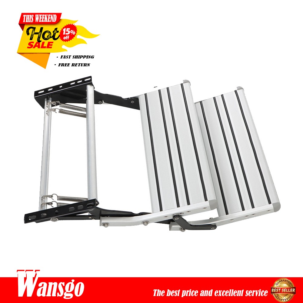 For Manual Pull Out Retractable 2 Step RV Camper Platform Steps Stair Anti-Slip