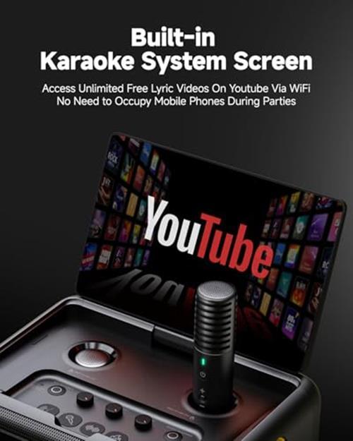Ikarao Smart Karaoke Machine for Adults - with Lyrics Display, Assorted Sizes