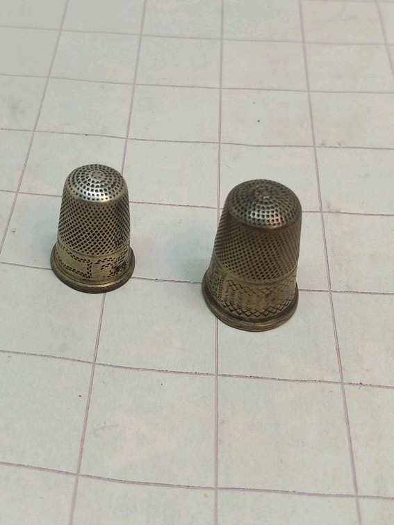 2 x Thimbles Antique George Burrows Unmarked Silver