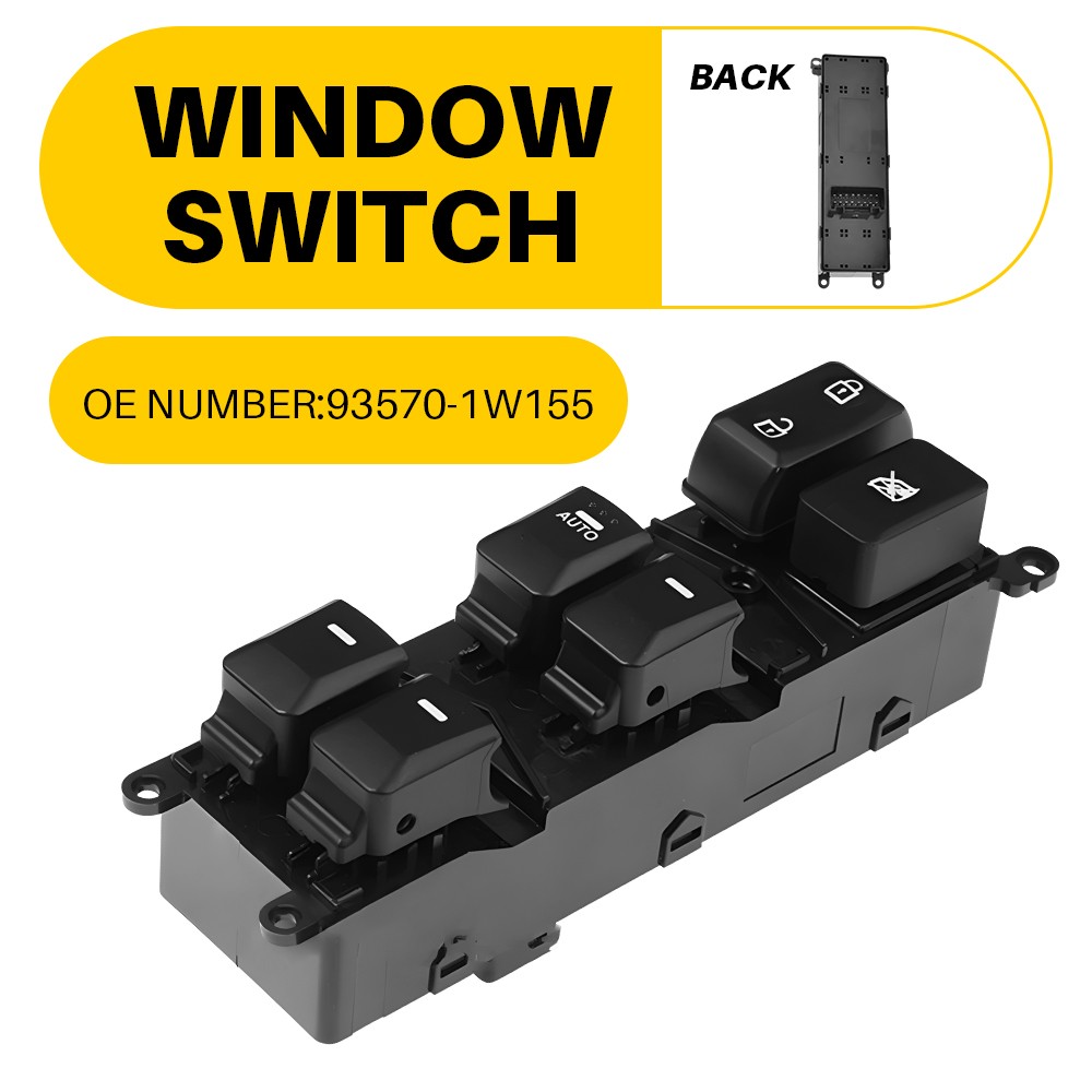 Power Window Control Switch Button Driver Side Front Black For Kia Rio 2012-2015