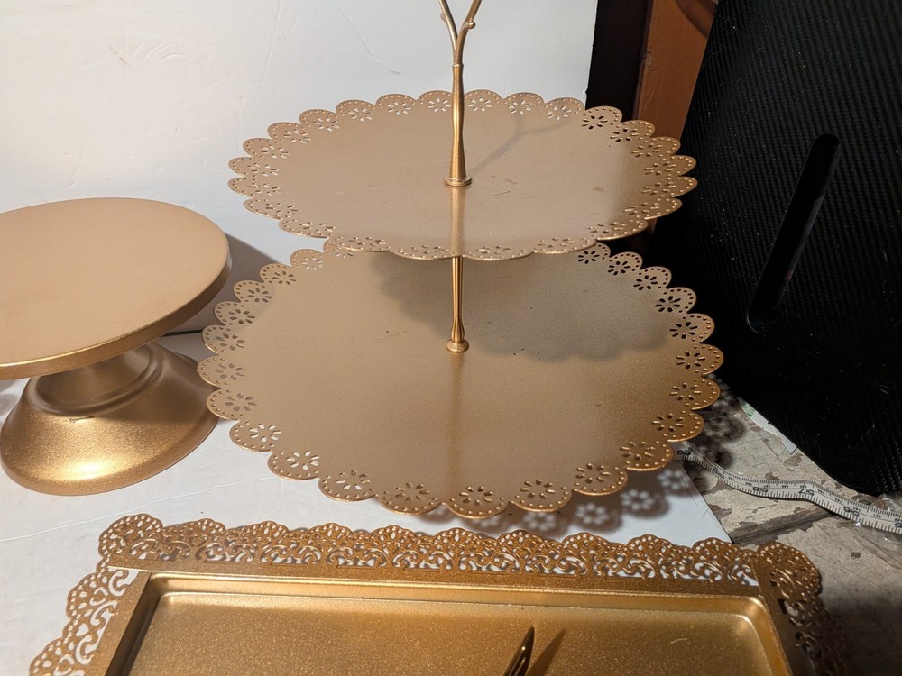 Gold Painted Food Display Set