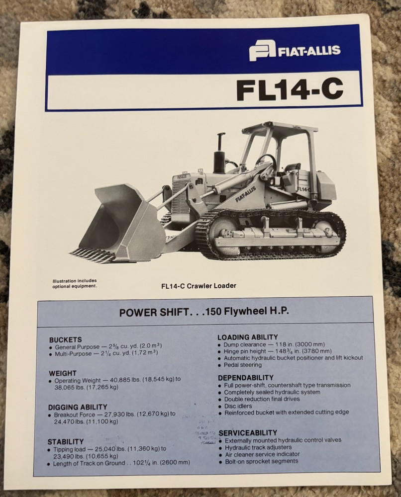 Fiat Allis FL14-C Crawler Loader Brochure AMIL25