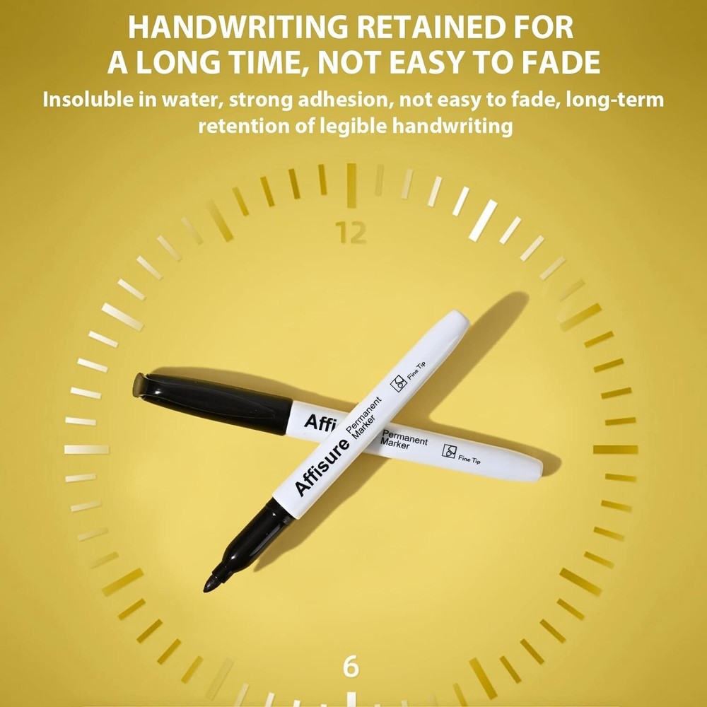 Affisure 100 Pack Black Permanent Markers, bulk, quick drying