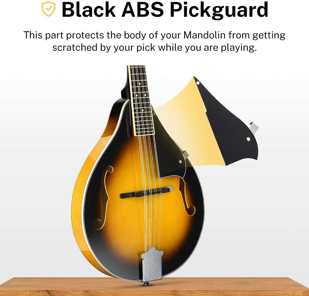 Mandolin Sunburst, 8 String Acoustic Mandolin w/Tuner, Strings, Bag,Picks