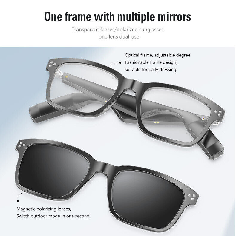 Hot Smart Bluetooth Glasses Magnetic mirror frame  translation、Double frames