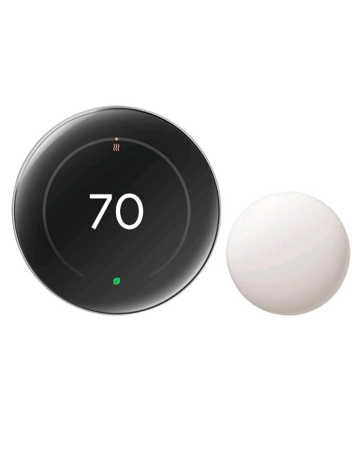 Google - Nest Learning Thermostat 4th Gen with Temperature Sensor  Silver