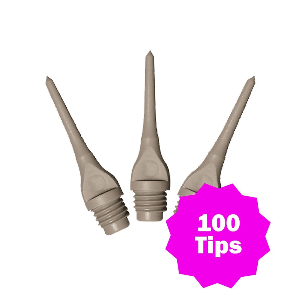 100 Gray Dart Replacement Soft Tips - 1/4"