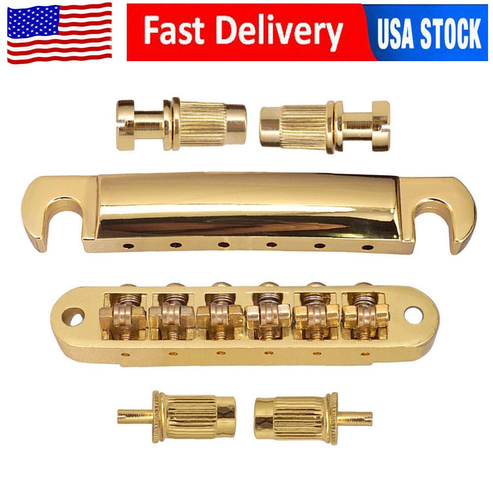 6 String Roller Saddle Bridge Tailpiece Kits For LP sg Epiphone Guitar USA