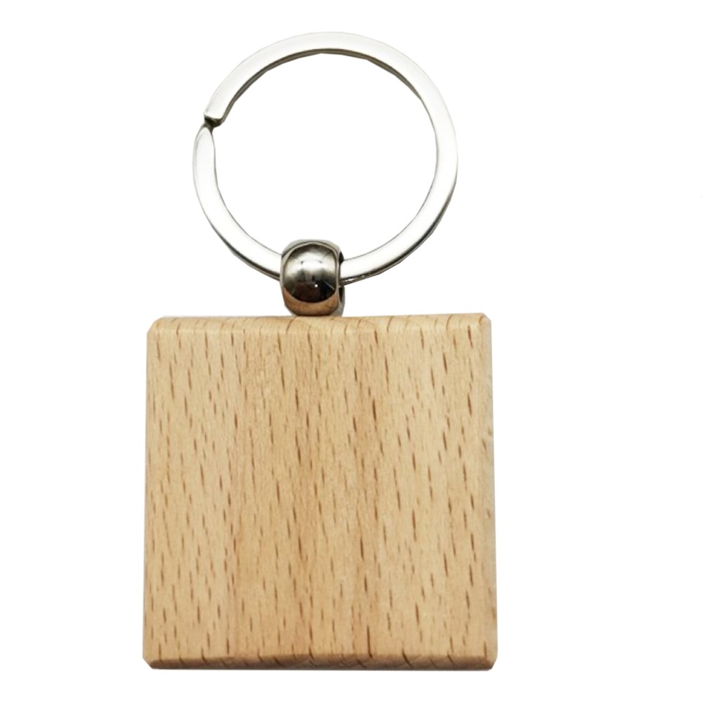 10 PACK Square Engraving Blank Wood Keychain Custom Key Tags Personalized Gift