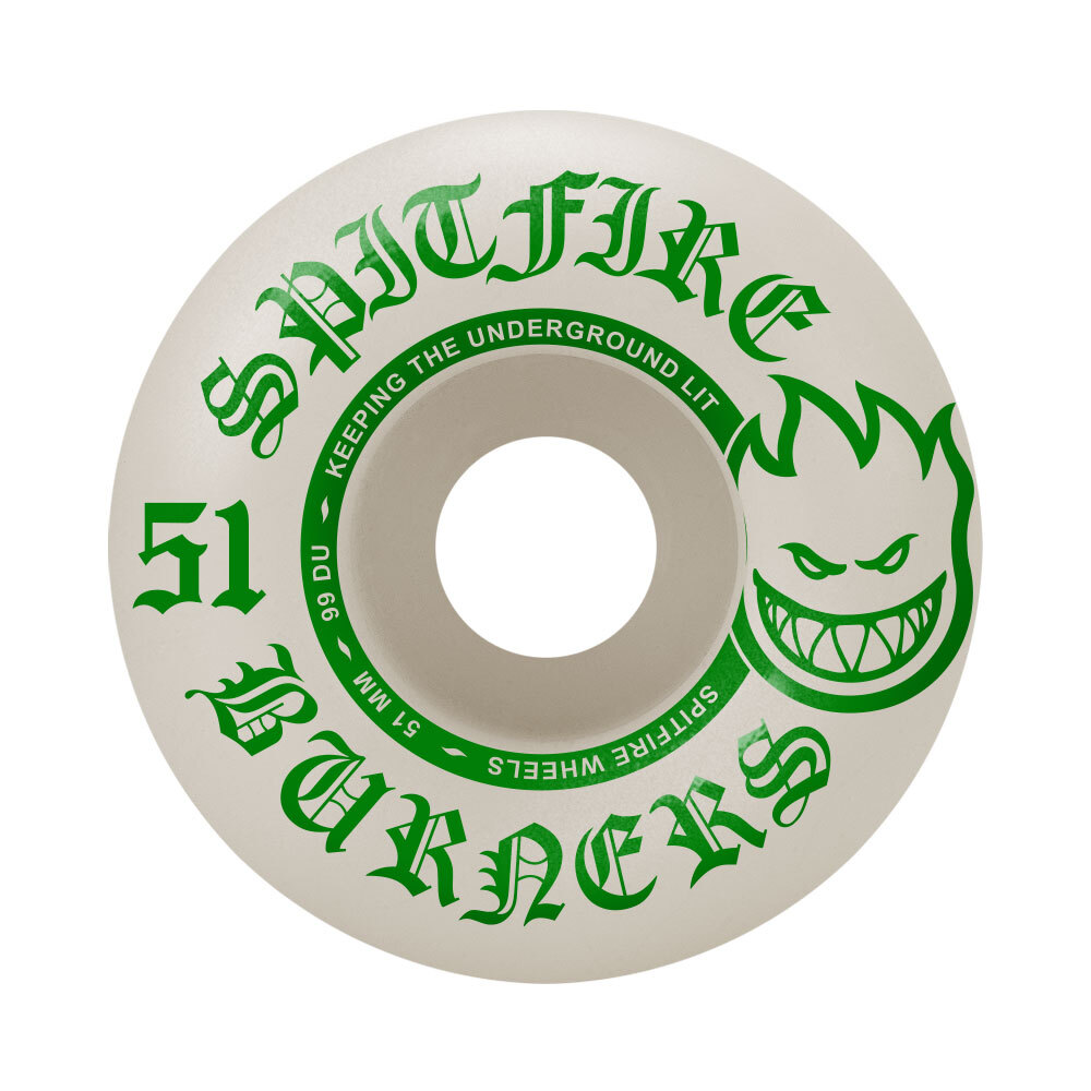 Spitfire Skateboard Wheels Burners 51mm 99A White/Green