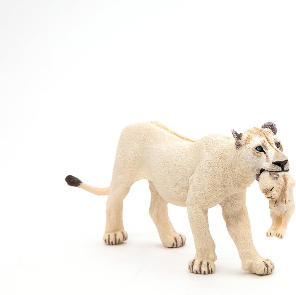Papo White Lioness with Cub Figure, Multicolor