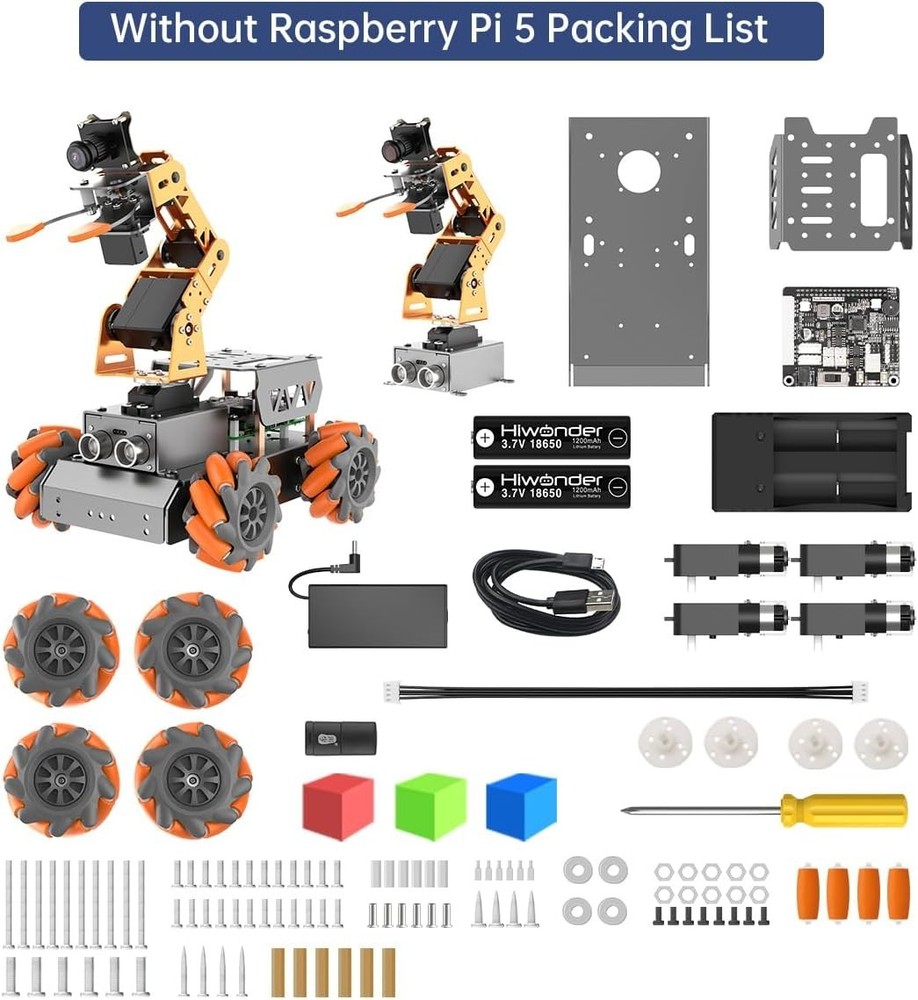 MasterPi 5DOF Robotic Arm for RaspberryPi 5 AI Vision Tracking Target Sorting...