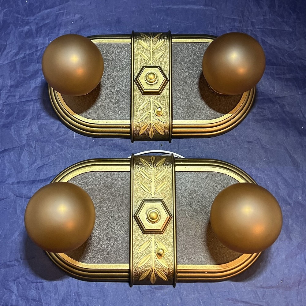 Rewired PAIR Two Socket light Fixtures beautiful Finish 145B