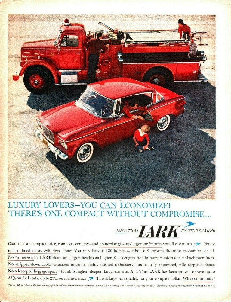 1960 Studebaker Lark Fire Engine Red - Vintage Automobile Ad