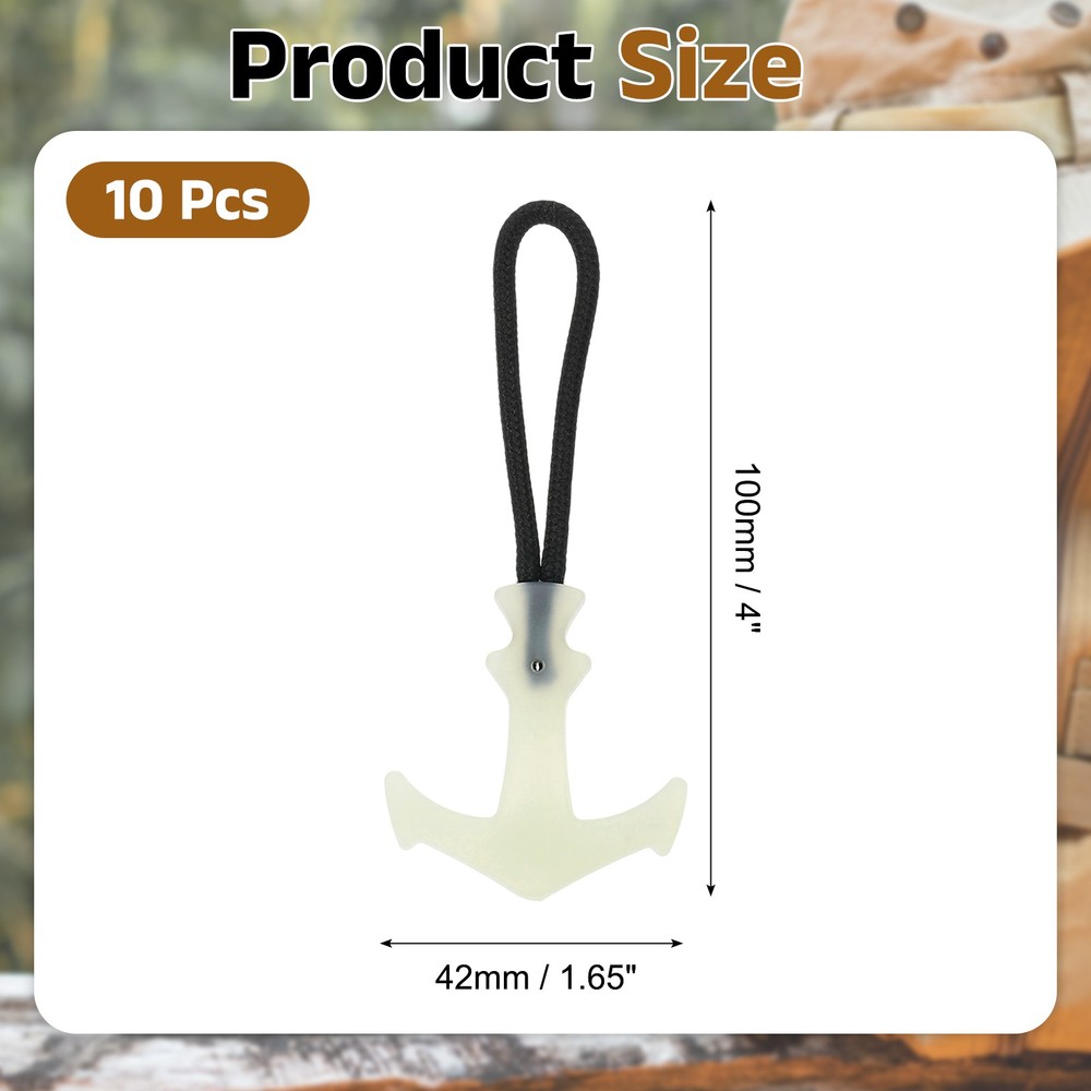 10pcs Luminous Zipper Pulls, Anti-Lost Zipper Puller Head, White
