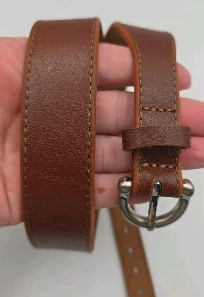 LOOP LEATHER CO. Brown Leather Womens Belt Size M 83cm