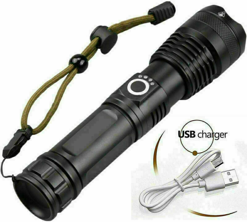 Most Powerful 99000000LM LED Flashlight Zoom USB Rechargeable Super Bright Torch