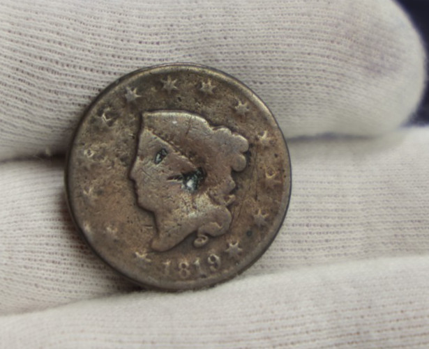 1819 US Large Cent 1c  Major Ding