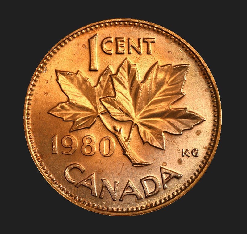Canada 1979 + 1980 , 1 cent coin uncirculated from roll