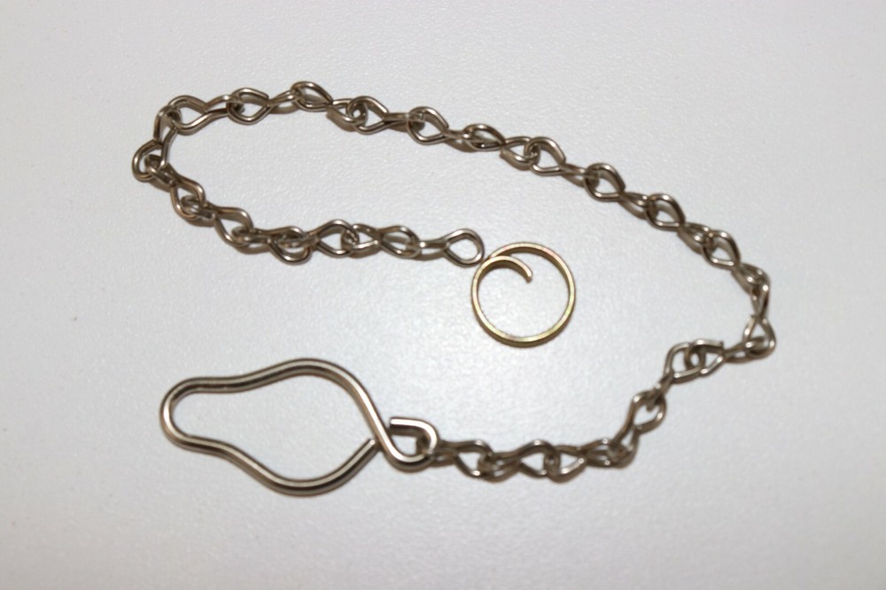 WWII US Silver plated steel Whistle Chain 9" long with button loop each E2205
