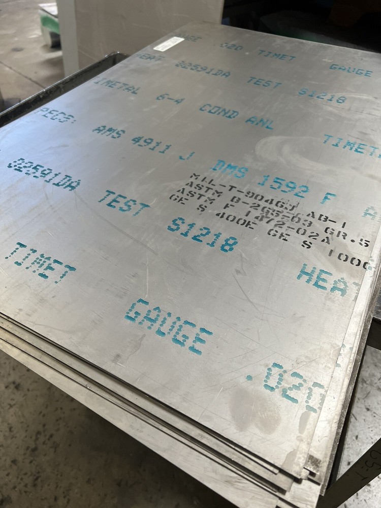 Titanium Plate 6AL4V 20" x 36" x .020"