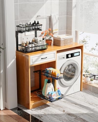 Under Sink Organizer for Bathroom Storage: Pull Out Storage 2 PACK Black