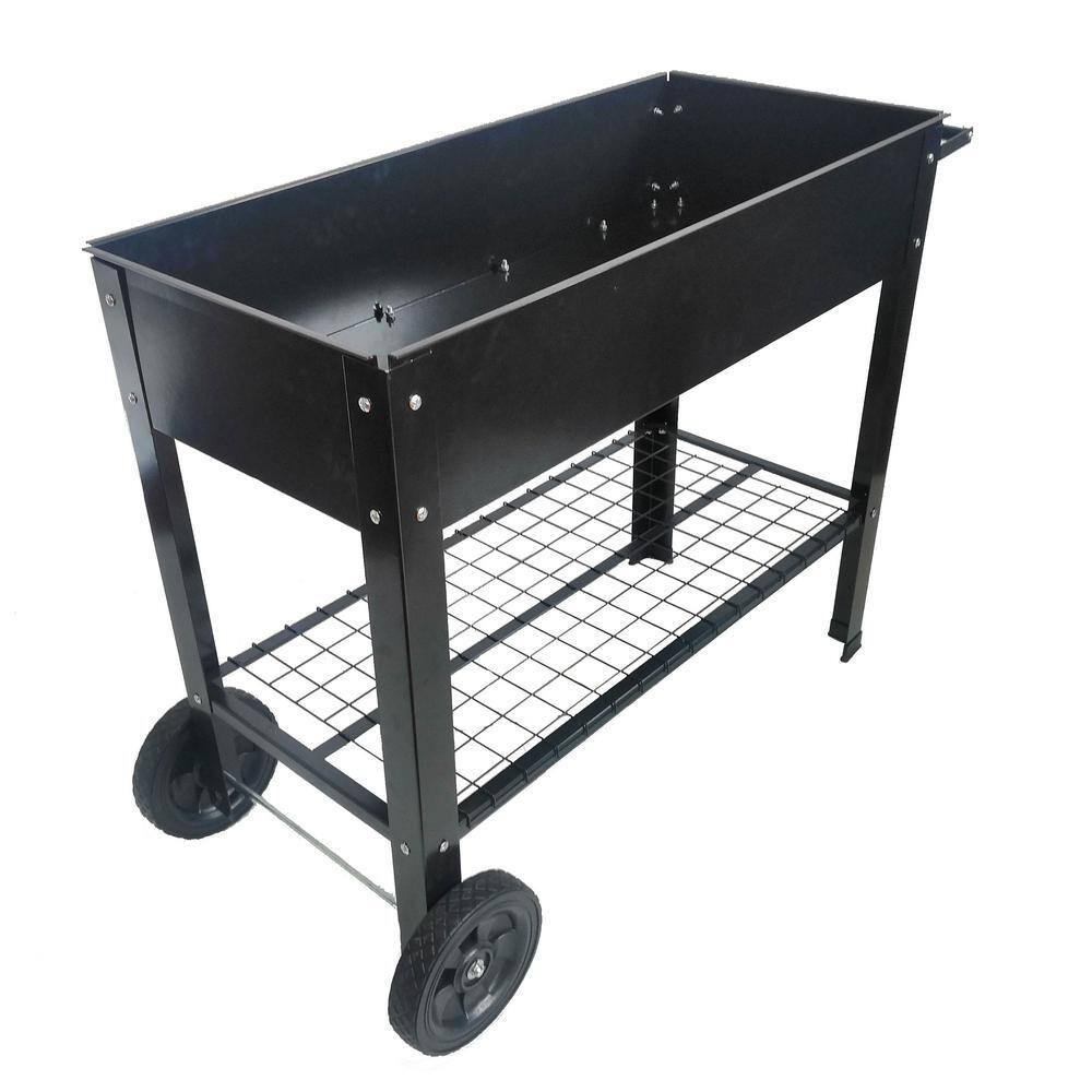 39.80 In. L Black Metal Rectangular Indoor/Outdoor Elevated Tall Planter Raised