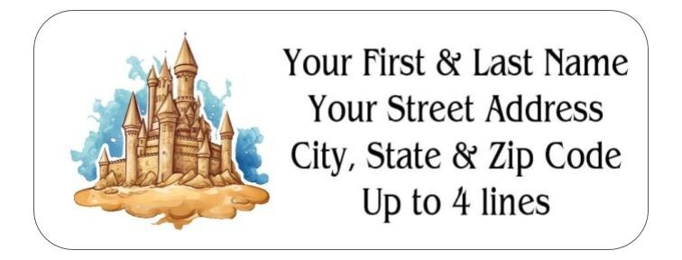150 Sand Castle on Beach Sandcastle  Mailing Return Address Labels Personalized