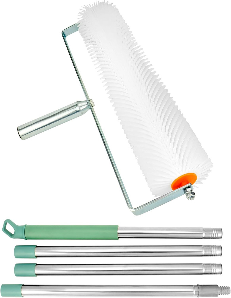 20in Spiked Roller w 5.2ft Telescopic Handle for Self Leveling Screed Epoxy