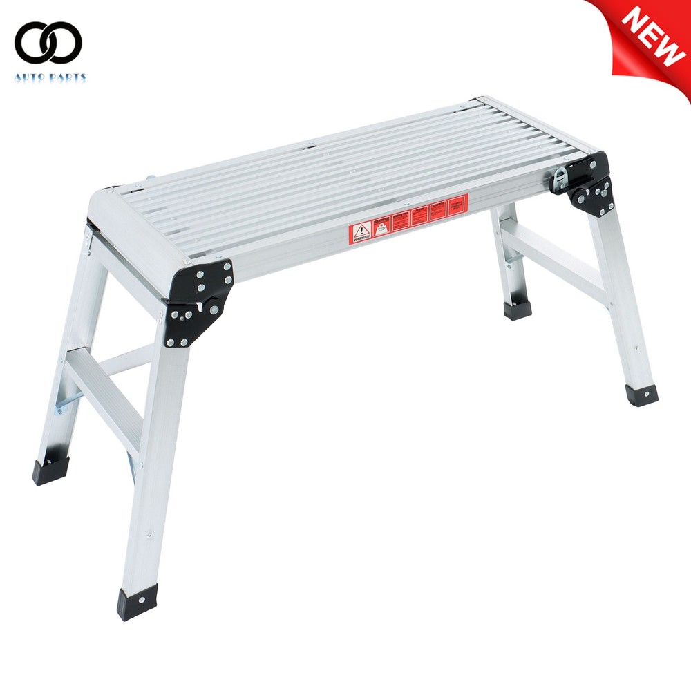 Work Platform Aluminum Step Ladder Foldable 330 Lbs Capacity Heavy Duty