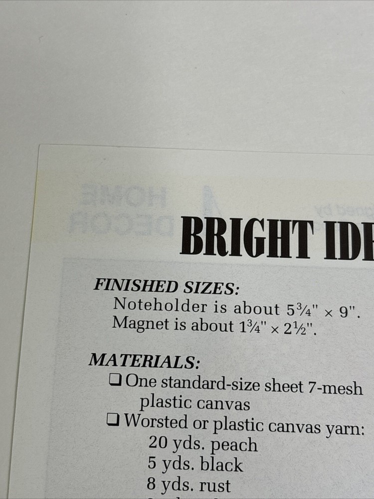 Bright Idea Note Set Annie's Attic Plastic Canvas Pattern Page