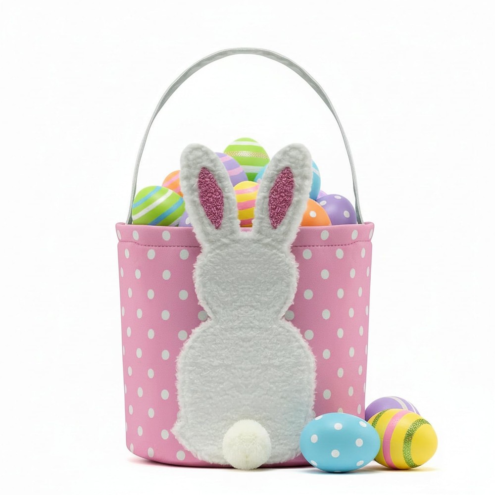 E-FirstFeeling Easter Bunny Basket, Egg Hunt Basket with Plush Bunny Design, ...