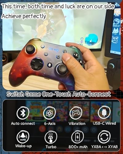 Wzuiсov RGB Game Controller for Switch, PC, iOS & Android | Wireless Red&Blue