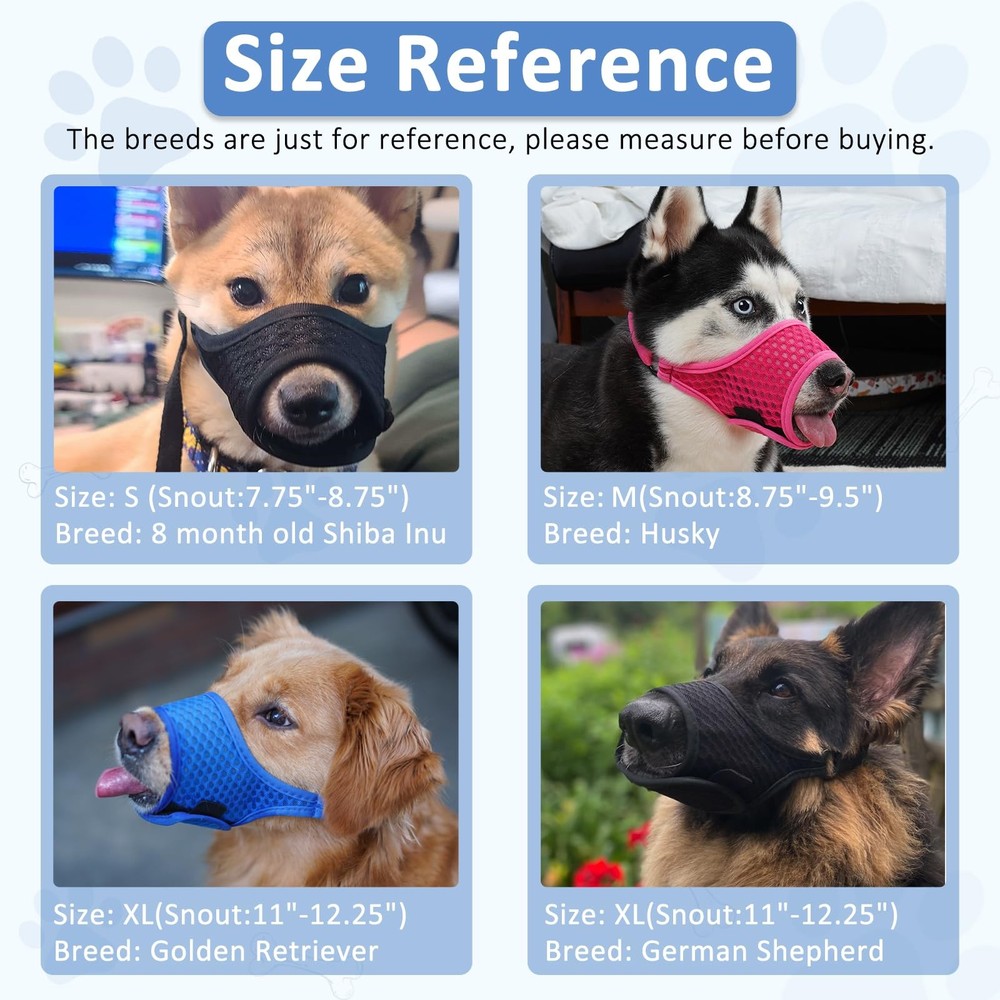 LUCKYPAW Soft Muzzle for Medium Large Sized Dogs Beagle Labrador M, Black
