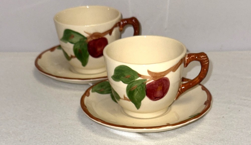 2 Franciscan APPLE CUPS & SAUCERS  *HALF MOON*
