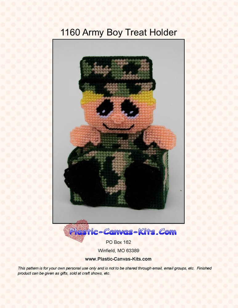 Army Boy Treat Holder- Plastic Canvas Pattern or Kit