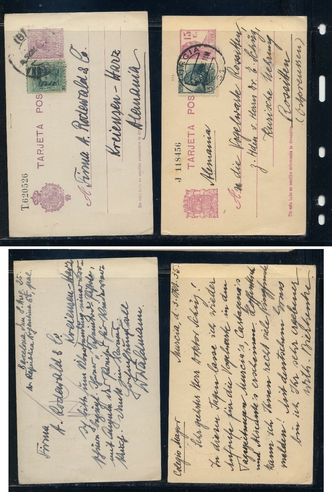 Spain   2  uprated  postal  cards  used