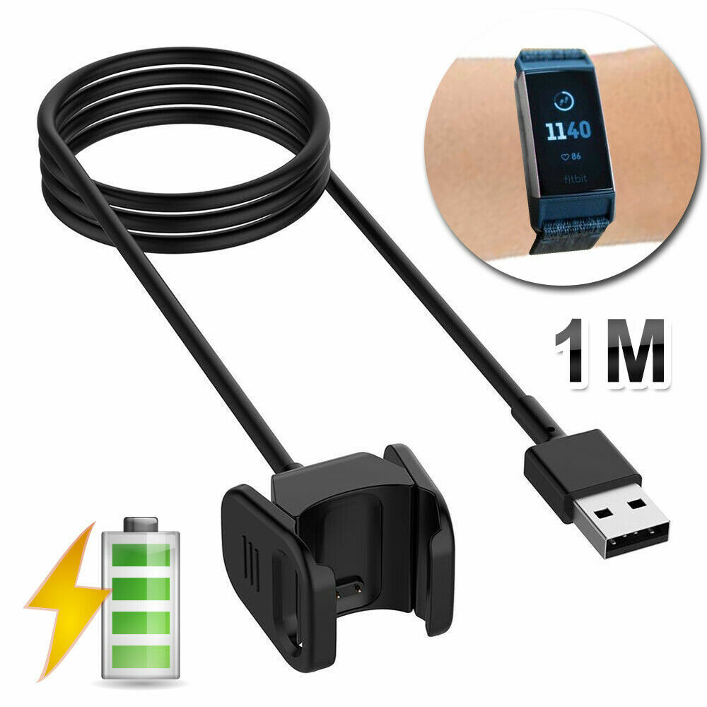 Fitbit Charge 3 Replacement KIT : 3 Large Bends Lavender+USB Charger Cable 40''