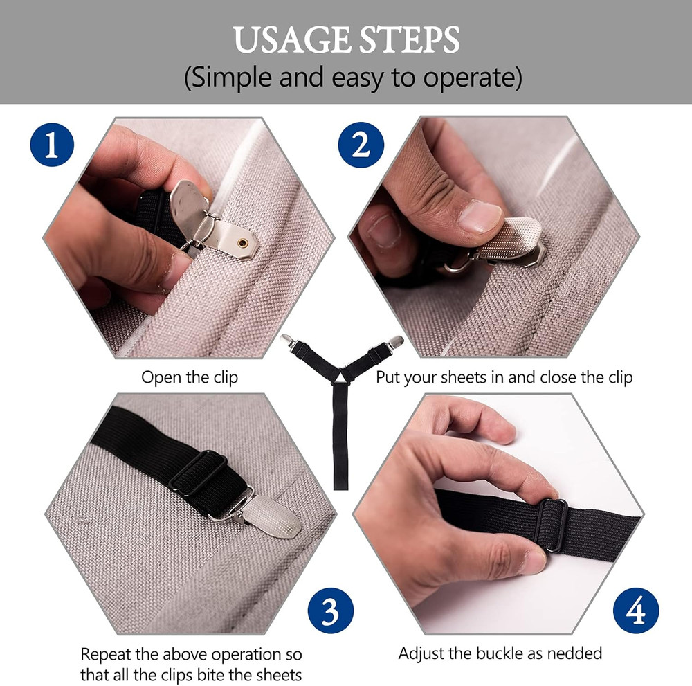 Gift for Mum!Sheet Fasteners Keepers-Adjustable Elastic Bed Sheet Holder Straps