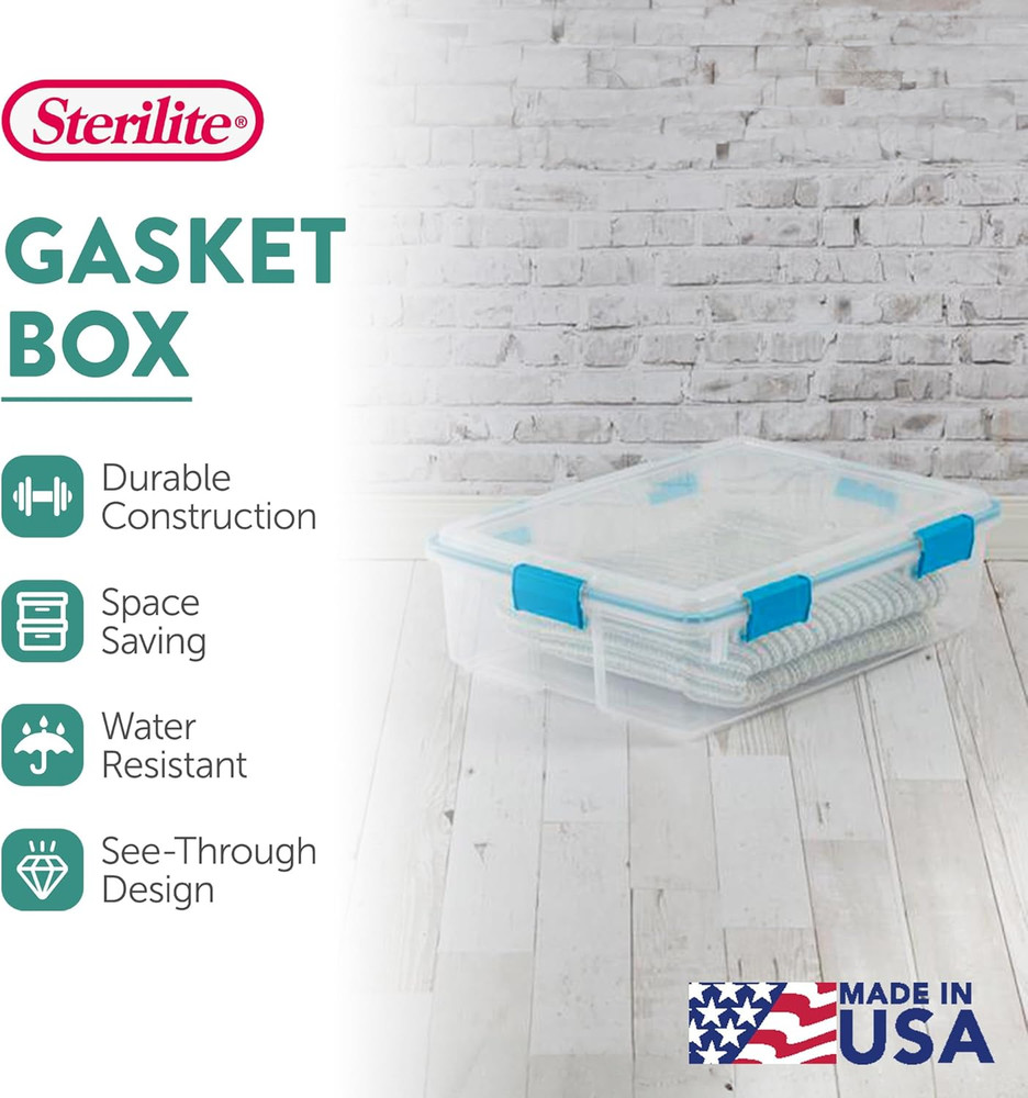 4-Pack Gasket Box, Home Storage Organizer Bins with Lids, 37 Quart – Stackable C
