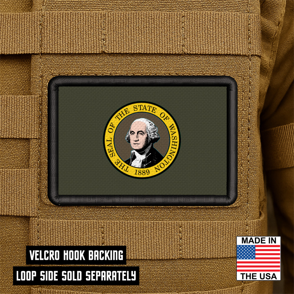Tactical Washington State Flag Printed Morale Patch - 2x3 Inch, Hook & Loop