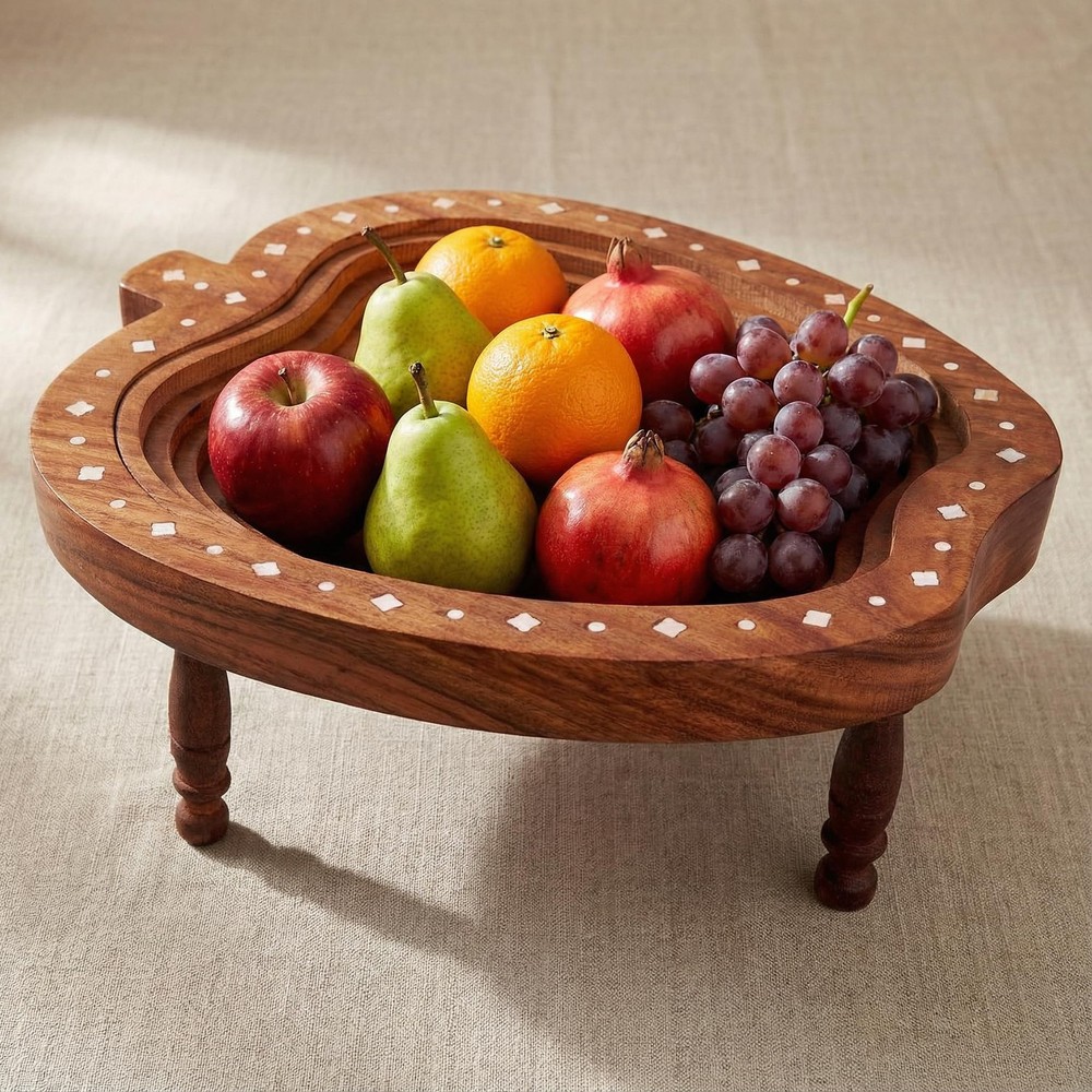 Foldable Handicraft Fruit Bowl Multi Purpose Apple Shape Basket Tray Showpiec...