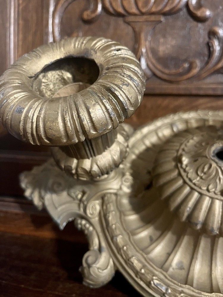 Antique Cast Iron Gilded Light Fixture Flush Mount Ceiling