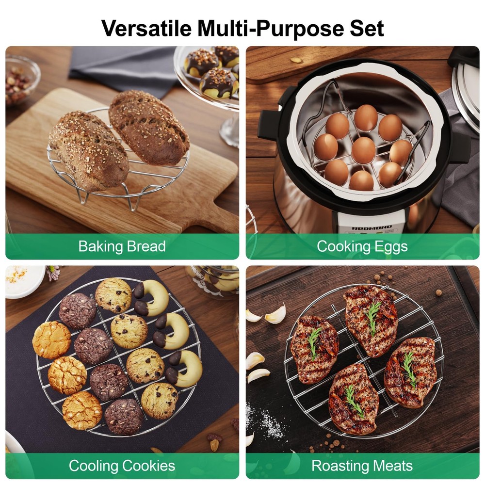 Instant Pot Accessories Steamer Cooling Rack Trivet Set, Include 9-holes Egg ...